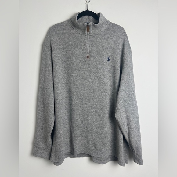 Polo Ralph Lauren Mens XXL Andover Heather Gray Quarter-Zip Long Sleeve Pullover - Picture 2 of 10
